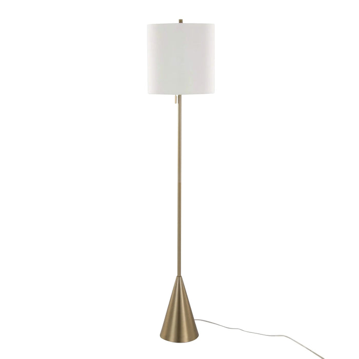 Cone 64' Contemporary Metal Floor Lamp in Gold Metal with White Linen Shade from Grandview Gallery by LumiSource Default -DTYStore