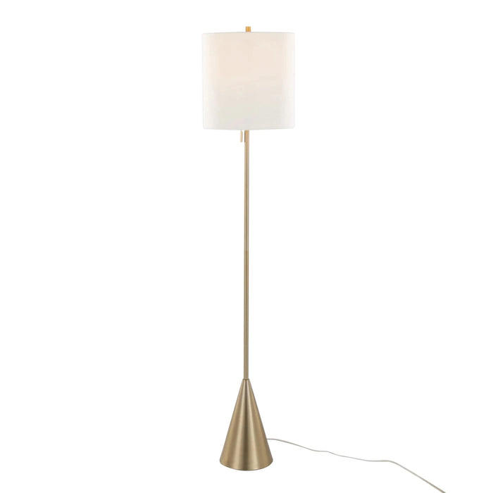 Cone 64' Contemporary Metal Floor Lamp in Gold Metal with White Linen Shade from Grandview Gallery by LumiSource Default -DTYStore
