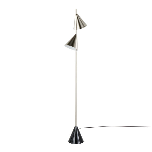 Cone 65' Contemporary Metal Floor Lamp in Plated Nickel with A Black Faux Marble Metal Base by LumiSource Default -DTYStore