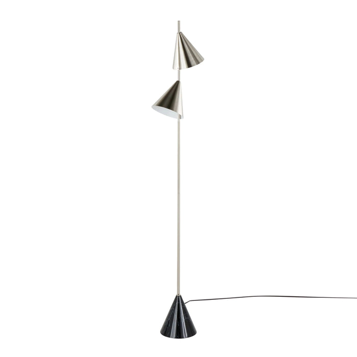 Cone 65' Contemporary Metal Floor Lamp in Plated Nickel with A Black Faux Marble Metal Base by LumiSource Default -DTYStore