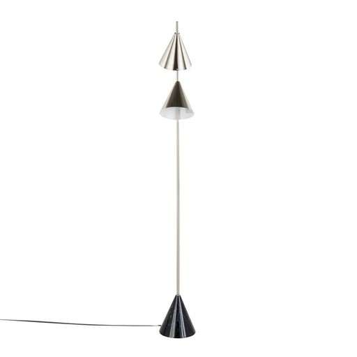 Cone 65' Contemporary Metal Floor Lamp in Plated Nickel with A Black Faux Marble Metal Base by LumiSource Default -DTYStore