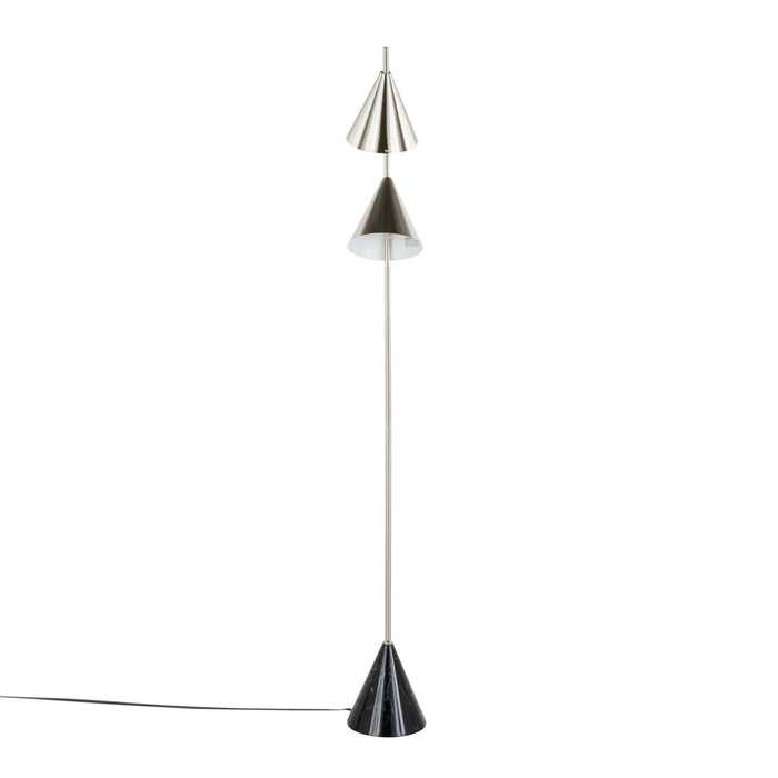 Cone 65' Contemporary Metal Floor Lamp in Plated Nickel with A Black Faux Marble Metal Base by LumiSource Default -DTYStore