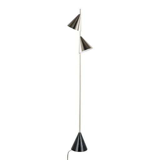 Cone 65' Contemporary Metal Floor Lamp in Plated Nickel with A Black Faux Marble Metal Base by LumiSource Default -DTYStore