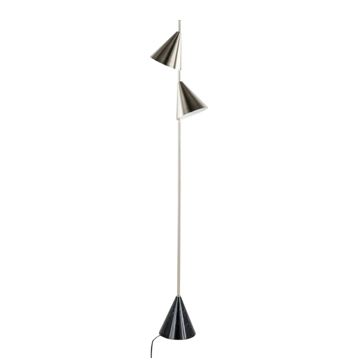Cone 65' Contemporary Metal Floor Lamp in Plated Nickel with A Black Faux Marble Metal Base by LumiSource Default -DTYStore