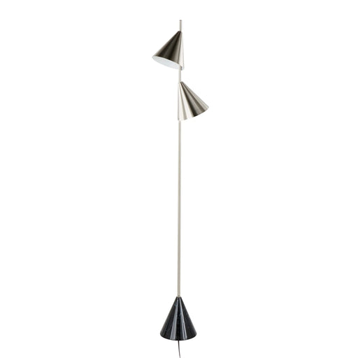 Cone 65' Contemporary Metal Floor Lamp in Plated Nickel with A Black Faux Marble Metal Base by LumiSource Default -DTYStore