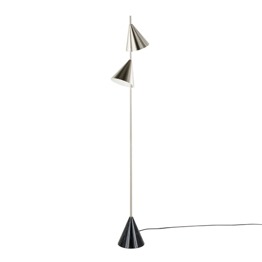 Cone 65' Contemporary Metal Floor Lamp in Plated Nickel with A Black Faux Marble Metal Base by LumiSource Default -DTYStore