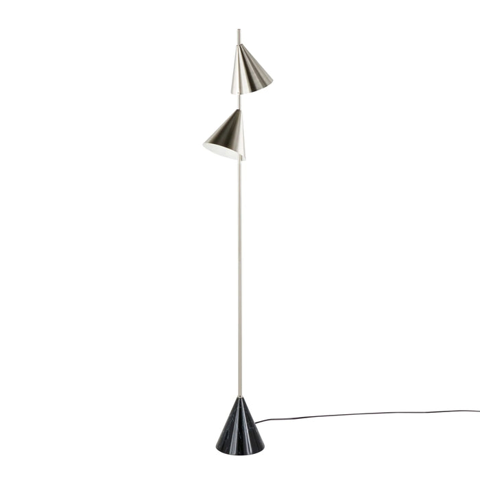 Cone 65' Contemporary Metal Floor Lamp in Plated Nickel with A Black Faux Marble Metal Base by LumiSource Default -DTYStore