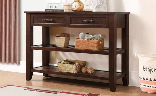 Console Sofa Table with 2 Storage Drawers and 2 Tiers Shelves, Mid-Century Style 42'' Solid Wood Buffet Sideboard for Living Room Furniture Kitchen Dining Room Entryway Hallway, Espresso Default -DTYStore