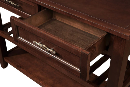 Console Sofa Table with 2 Storage Drawers and 2 Tiers Shelves, Mid-Century Style 42'' Solid Wood Buffet Sideboard for Living Room Furniture Kitchen Dining Room Entryway Hallway, Espresso Default -DTYStore