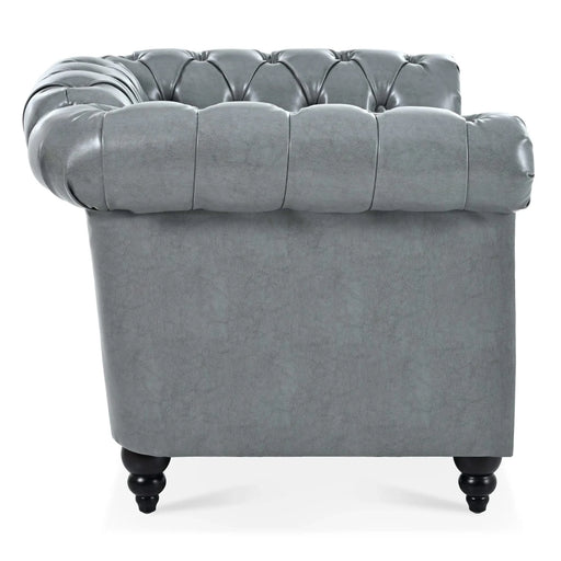 Contemporary 1 Seater Sofa for Living Room - Gray PU Leather with Birch Legs, 39' Wide Default -DTYStore