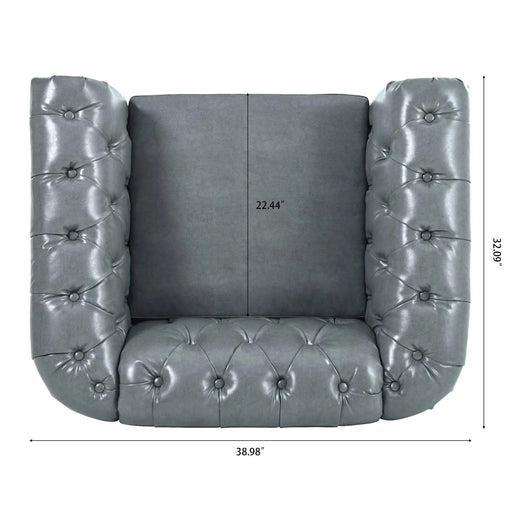 Contemporary 1 Seater Sofa for Living Room - Gray PU Leather with Birch Legs, 39' Wide Default -DTYStore