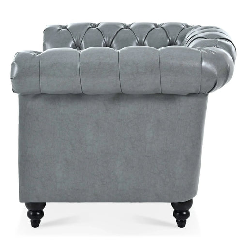 Contemporary 1 Seater Sofa for Living Room - Gray PU Leather with Birch Legs, 39' Wide Default -DTYStore