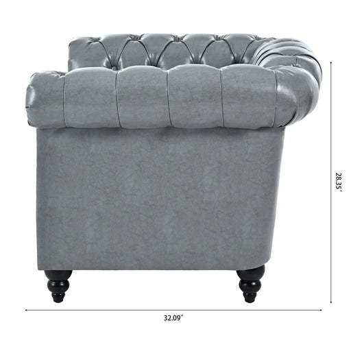 Contemporary 1 Seater Sofa for Living Room - Gray PU Leather with Birch Legs, 39' Wide Default -DTYStore
