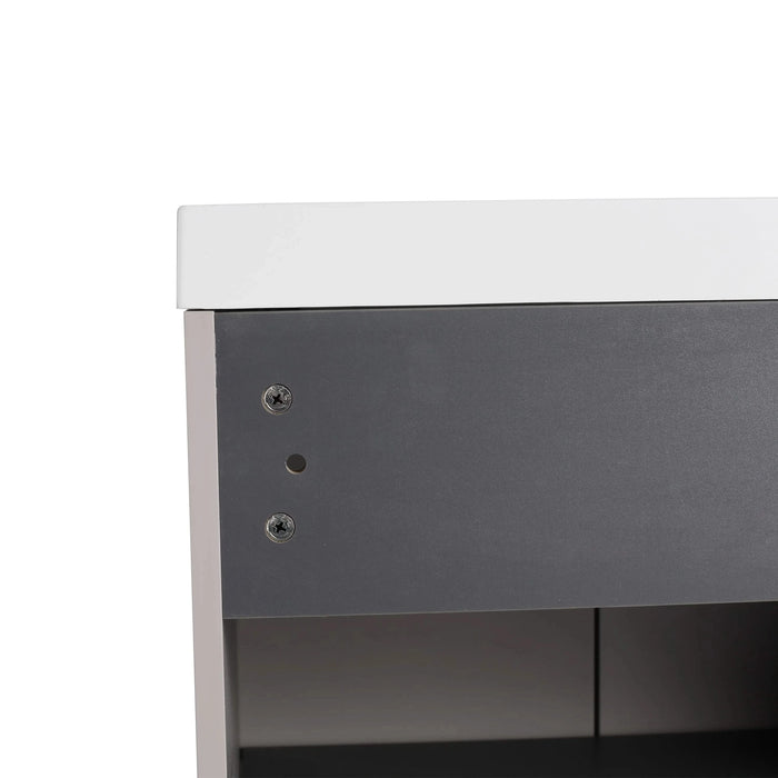 Contemporary 24' Freestanding Bathroom Vanity with 2 Soft-Close Cabinet Doors, Khaki Plywood, Excluding Sink Default -DTYStore