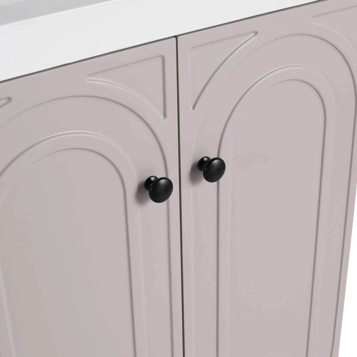 Contemporary 24' Freestanding Bathroom Vanity with 2 Soft-Close Cabinet Doors, Khaki Plywood, Excluding Sink Default -DTYStore