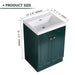 Contemporary 24' Freestanding Bathroom Vanity with White Resin Sink & Soft-Close Doors in Dark Green Plywood Default -DTYStore