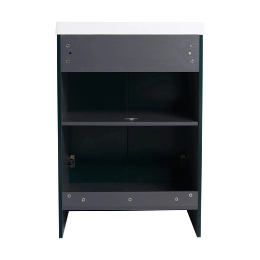 Contemporary 24' Freestanding Bathroom Vanity with White Resin Sink & Soft-Close Doors in Dark Green Plywood Default -DTYStore