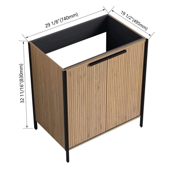 Contemporary 30' Freestanding Bathroom Vanity with Adjustable Shelves in Light Coffee Plywood Default -DTYStore