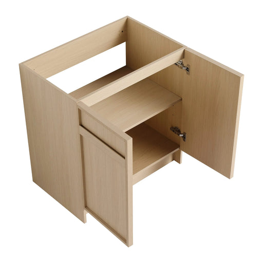 Contemporary 30' Freestanding Bathroom Vanity with White Resin Sink & Soft-Close Cabinet Doors in Oak Finish Default -DTYStore