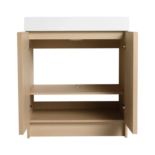 Contemporary 30' Freestanding Bathroom Vanity with White Resin Sink & Soft-Close Cabinet Doors in Oak Finish Default -DTYStore