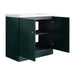 Contemporary 36' Freestanding Bathroom Vanity with White Resin Sink & Soft-Close Cabinet Doors, Dark Green Plywood Default -DTYStore