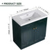 Contemporary 36' Freestanding Bathroom Vanity with White Resin Sink & Soft-Close Cabinet Doors, Dark Green Plywood Default -DTYStore