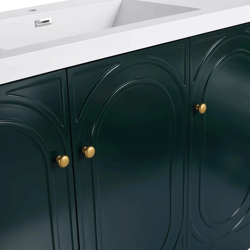 Contemporary 48' Freestanding Bathroom Vanity with Soft-Close Cabinet Doors in Dark Green Plywood,Excluding Sink Default -DTYStore