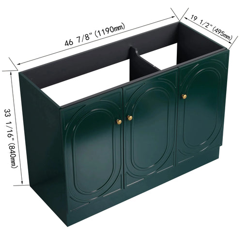 Contemporary 48' Freestanding Bathroom Vanity with Soft-Close Cabinet Doors in Dark Green Plywood,Excluding Sink Default -DTYStore