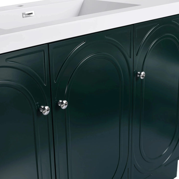 Contemporary 48' Freestanding Bathroom Vanity with Soft-Close Cabinet Doors in Dark Green Plywood,Excluding Sink Default -DTYStore