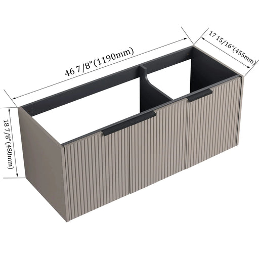 Contemporary 48' Wall Mounted Bathroom Vanity with 3 Soft-Close Doors in Khaki Plywood Default -DTYStore