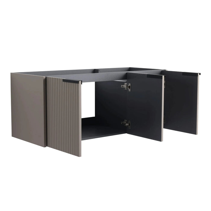 Contemporary 48' Wall Mounted Bathroom Vanity with 3 Soft-Close Doors in Khaki Plywood Default -DTYStore