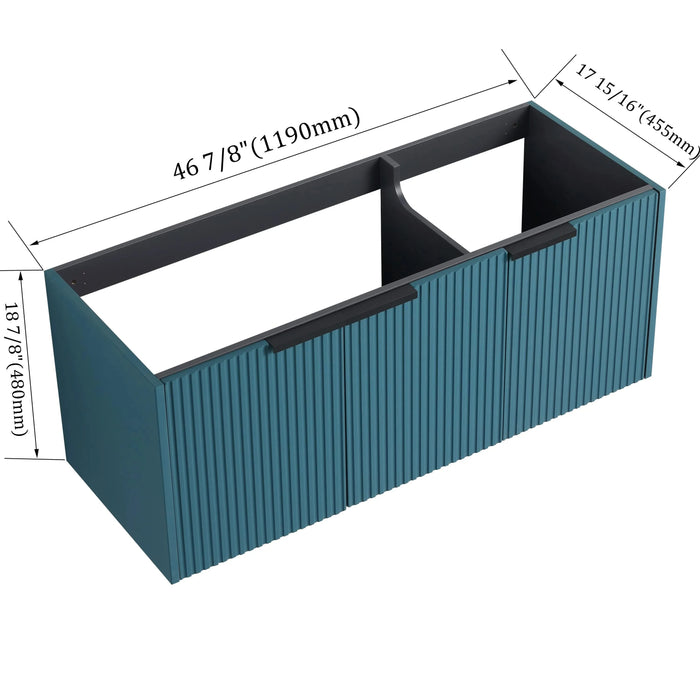 Contemporary 48' Wall Mounted Bathroom Vanity with 3 Soft-Close Doors in Lake Blue Plywood Default -DTYStore