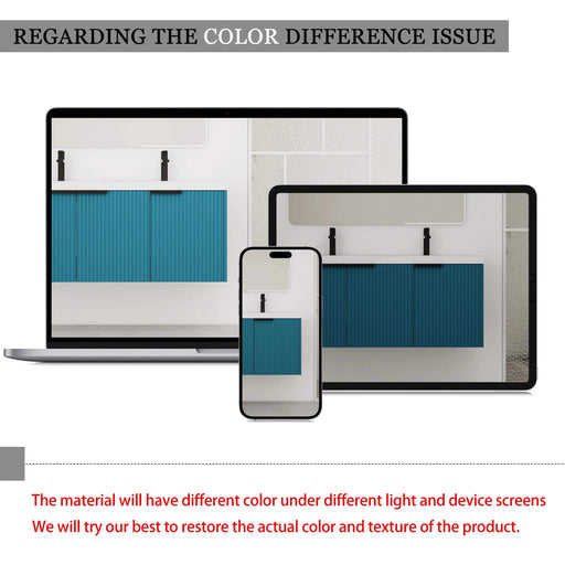 Contemporary 48' Wall Mounted Bathroom Vanity with 3 Soft-Close Doors in Lake Blue Plywood Default -DTYStore