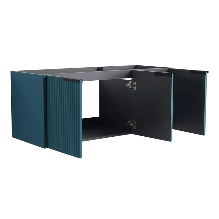 Contemporary 48' Wall Mounted Bathroom Vanity with 3 Soft-Close Doors in Lake Blue Plywood Default -DTYStore