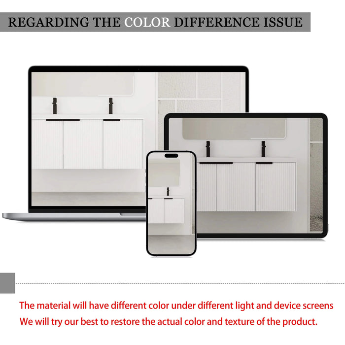 Contemporary 48' Wall Mounted Bathroom Vanity with 3 Soft-Close Doors in White Plywood Default -DTYStore