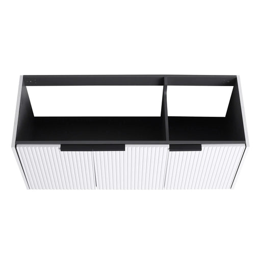 Contemporary 48' Wall Mounted Bathroom Vanity with 3 Soft-Close Doors in White Plywood Default -DTYStore