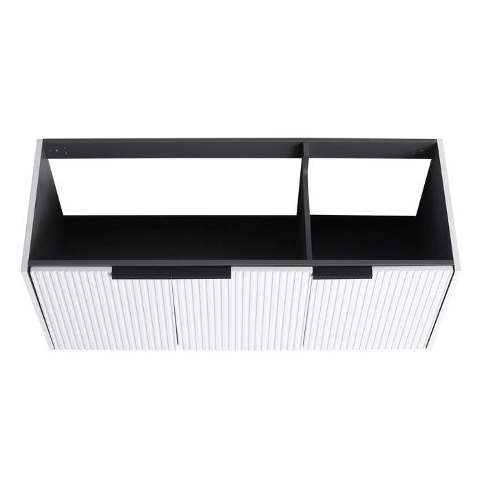 Contemporary 48' Wall Mounted Bathroom Vanity with 3 Soft-Close Doors in White Plywood Default -DTYStore