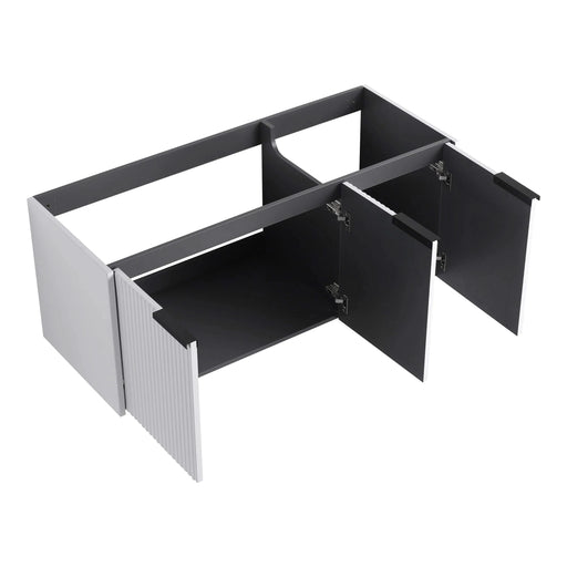 Contemporary 48' Wall Mounted Bathroom Vanity with Resin Double Sink & Soft-Close Doors, White Plywood Default -DTYStore