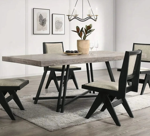 Contemporary 5pc Black Dining Set Rubber wood Table w 4x Side Chairs Rectangle Dining Table Default -DTYStore
