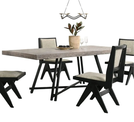 Contemporary 5pc Black Dining Set Rubber wood Table w 4x Side Chairs Rectangle Dining Table Default -DTYStore