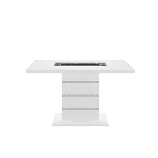 Contemporary ARIYA White Bar Table with Glass Inlay and Pedestal Base Default -DTYStore