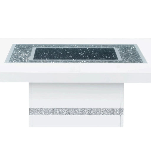 Contemporary ARIYA White Bar Table with Glass Inlay and Pedestal Base Default -DTYStore