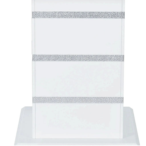 Contemporary ARIYA White Bar Table with Glass Inlay and Pedestal Base Default -DTYStore