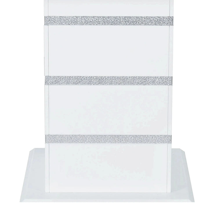 Contemporary ARIYA White Bar Table with Glass Inlay and Pedestal Base Default -DTYStore