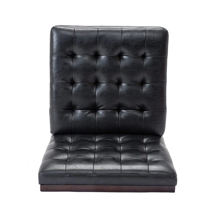 Contemporary Accent Chair with Tufted Waffle Stitch, Black PU Upholstery, 28.75' W x 22.25' D x 33.50' H Default -DTYStore