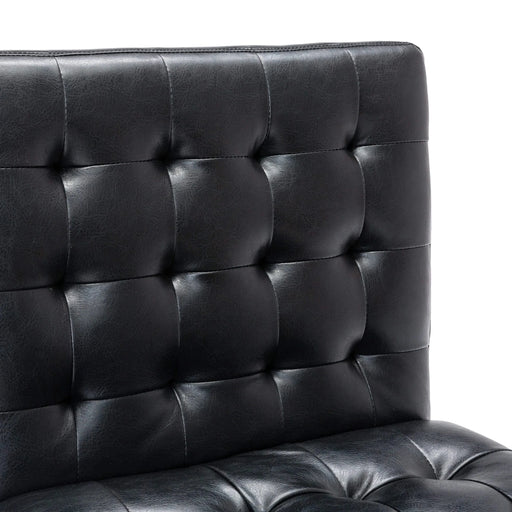 Contemporary Accent Chair with Tufted Waffle Stitch, Black PU Upholstery, 28.75' W x 22.25' D x 33.50' H Default -DTYStore