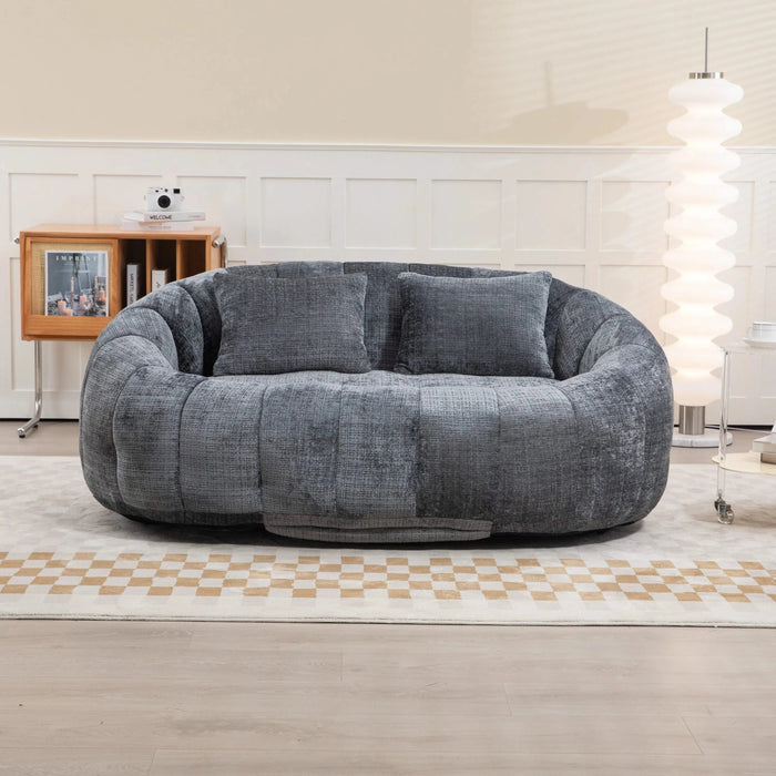Contemporary Bean Bag Sofa Lazy Sofa Durable Comfort Lounger in Gray Chenille for Indoor & Outdoor Use Default -DTYStore