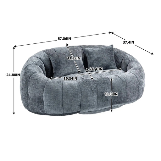 Contemporary Bean Bag Sofa Lazy Sofa Durable Comfort Lounger in Gray Chenille for Indoor & Outdoor Use Default -DTYStore