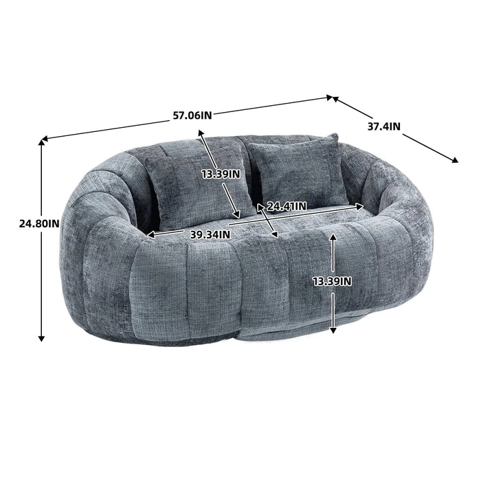 Contemporary Bean Bag Sofa Lazy Sofa Durable Comfort Lounger in Gray Chenille for Indoor & Outdoor Use Default -DTYStore