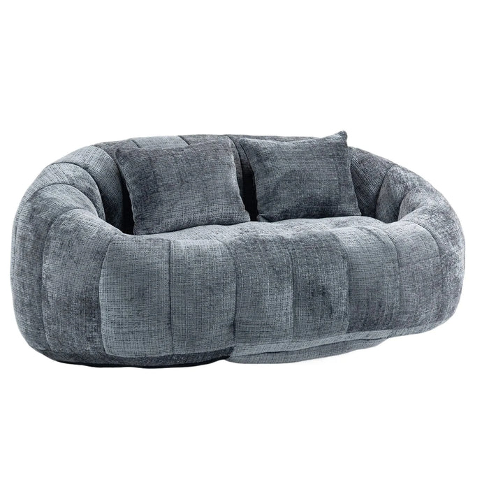 Contemporary Bean Bag Sofa Lazy Sofa Durable Comfort Lounger in Gray Chenille for Indoor & Outdoor Use Default -DTYStore